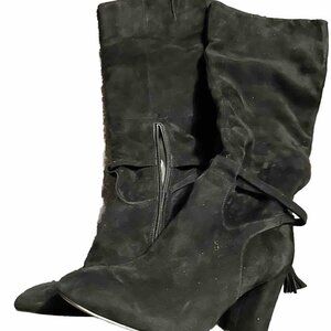 Gibson Latimer Womens Boots Kyra Black Suede Block Heel Tassels Tall Size 8.5M